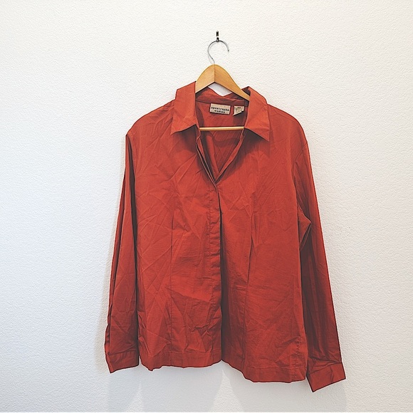 Burnt Orange Apostrophe Woman Button Down Collared Shirt - Picture 1 of 7